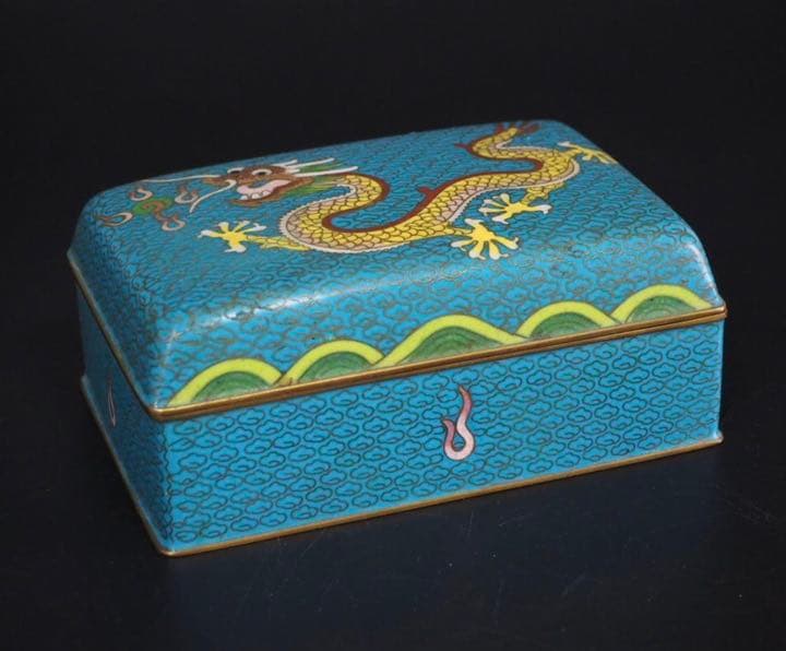あずま送料無料 清末～民国期　雲龍図七宝宝石箱/小箱　中国古玩