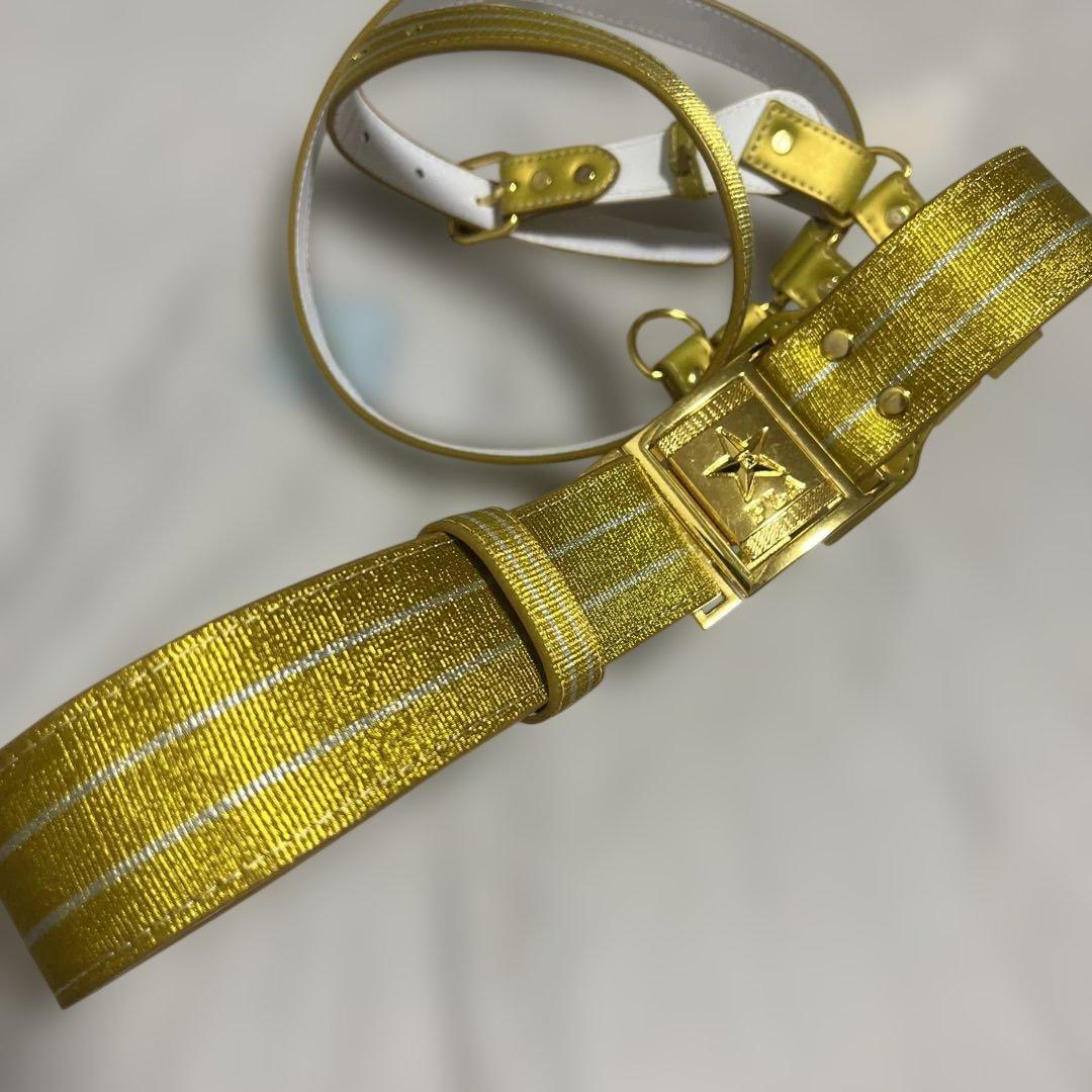現役中国人民解放軍儀仗隊21式ゴールド ストライプ ベルト セット　星ロゴ