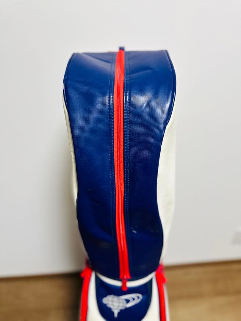 BEAMS GOLF キャディバッグ ホワイト/ネイビー/レッド