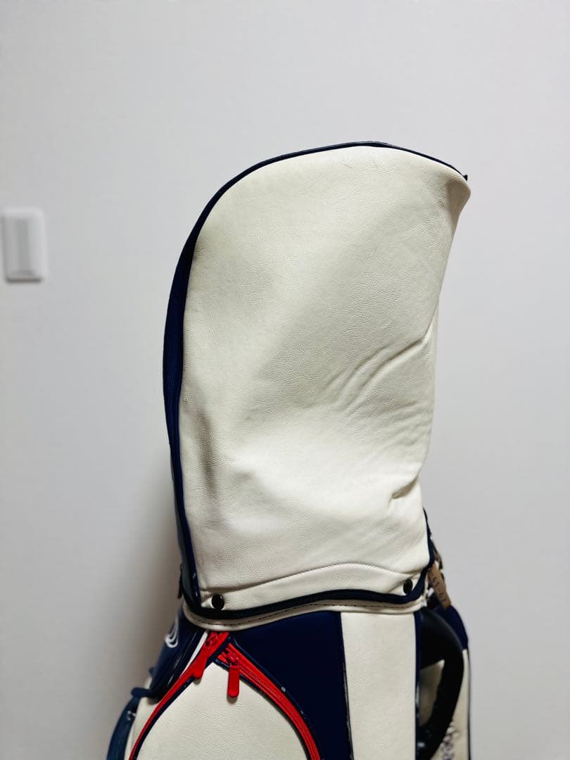 BEAMS GOLF キャディバッグ ホワイト/ネイビー/レッド