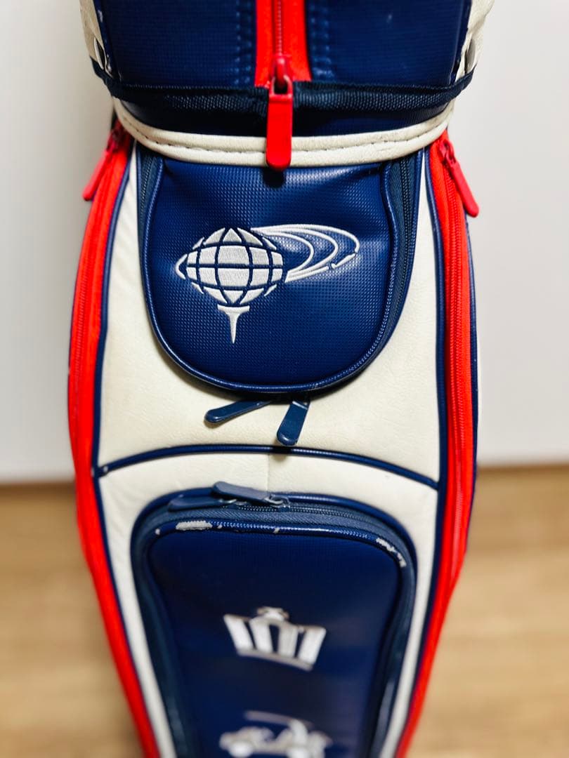 BEAMS GOLF キャディバッグ ホワイト/ネイビー/レッド