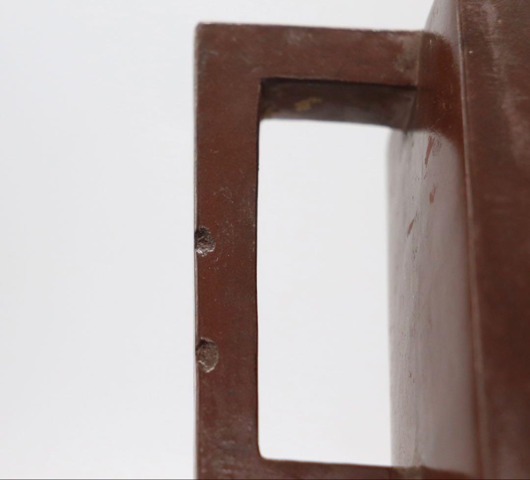 中国　民国期　鉄画軒製　紫砂方壺　訳あり　送料込み1224