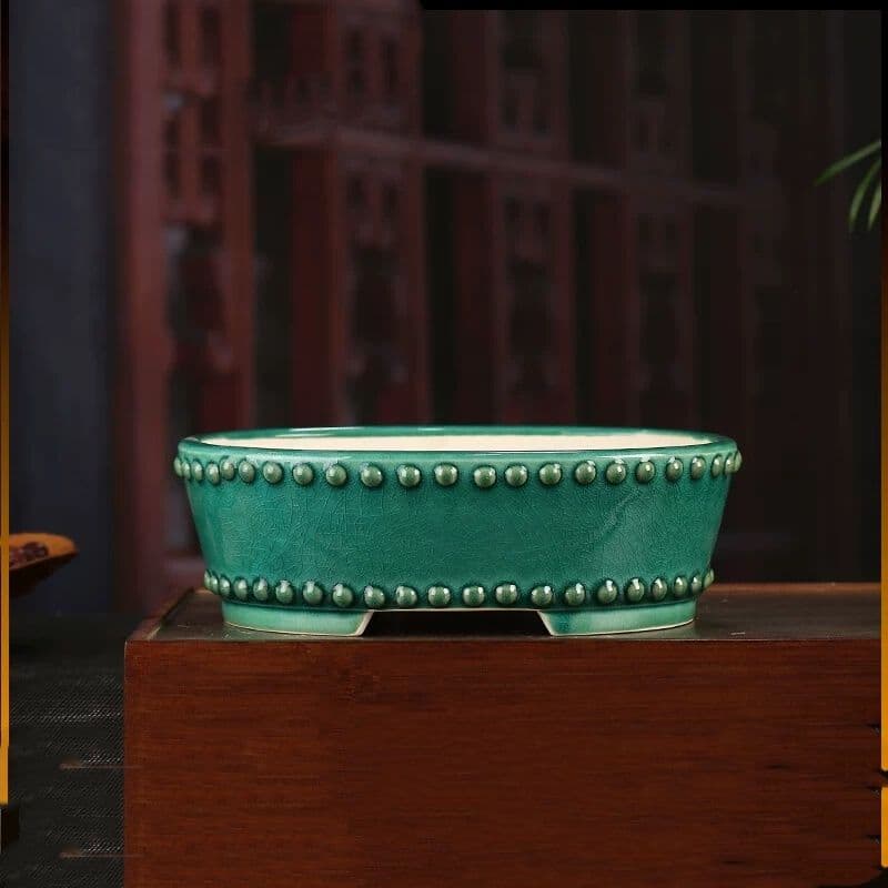 緑氷裂紫砂盆栽鉢 青磁鉢 山野草鉢 多肉植物 植木鉢 小品大品盆栽鉢 陶器鉢置物