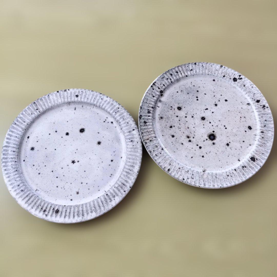 余宮隆　しのぎリム皿　7寸 2枚セット