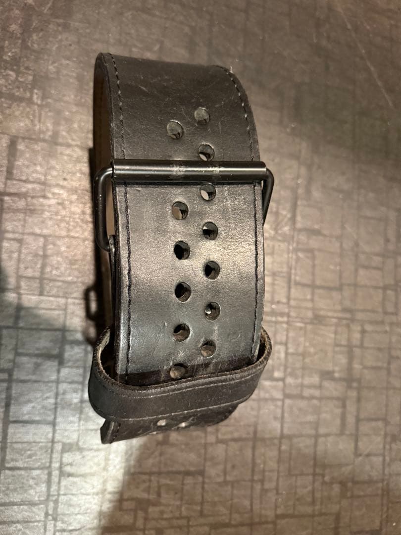 A7 黒いレザーパワーベルト　13ミリ　Sサイズ