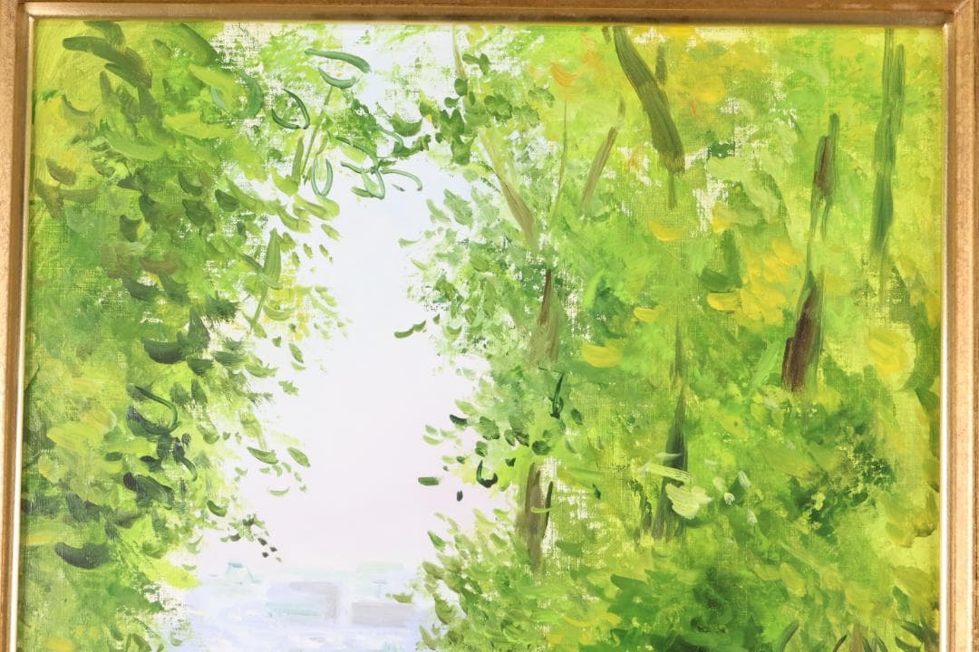 【真作】 二口正和 「 サン・クルー公園 」 油彩F8号　富山出身　BJ236