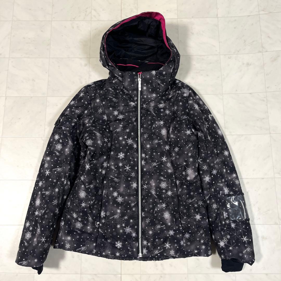 フェニックス スキーウエア レディース M ピンク 黒 雪模様 ウエア上下