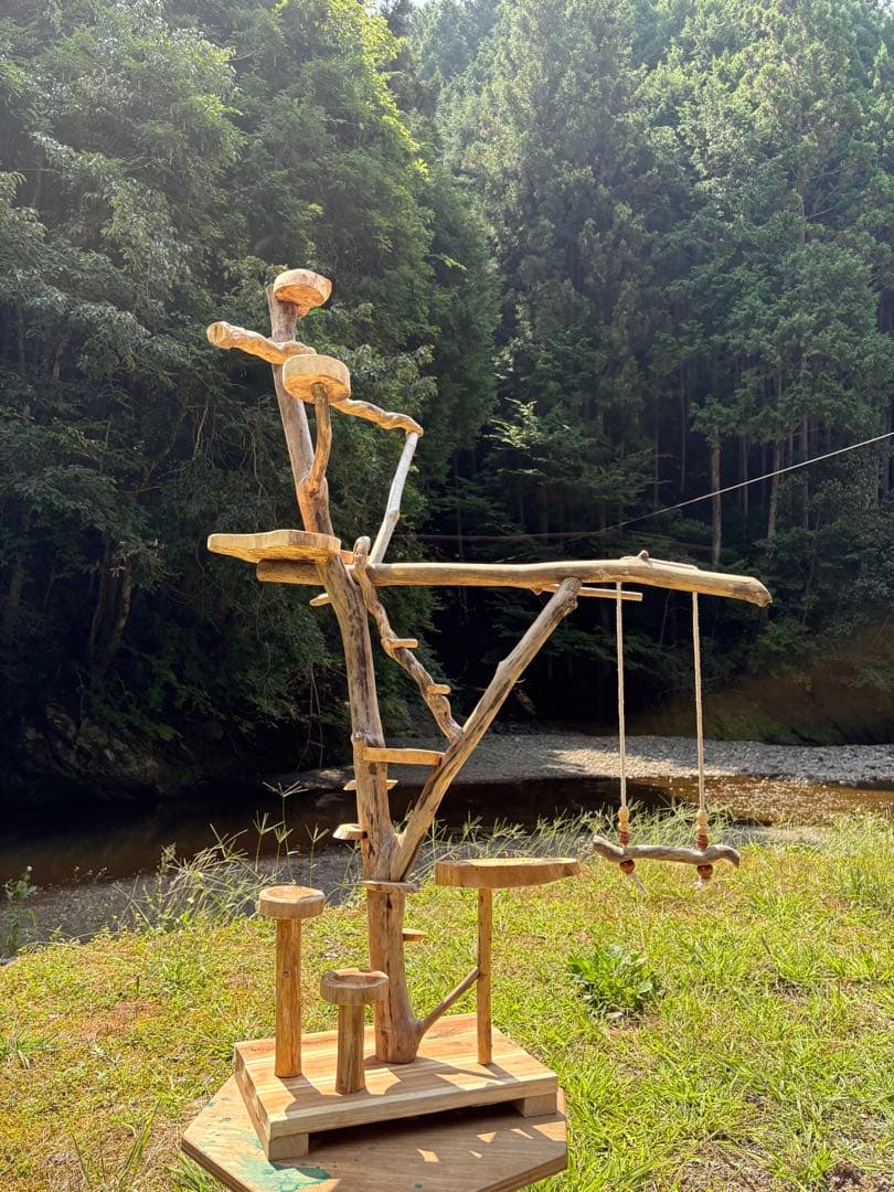 ハンドメイド　流木　バードアスレチック　バードジム　流木インテリア