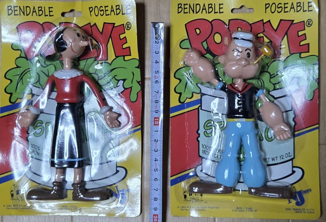 1993年製　激レア品　ポパイ&オリーブ 可動式フィギュアセット　高さ約18cm