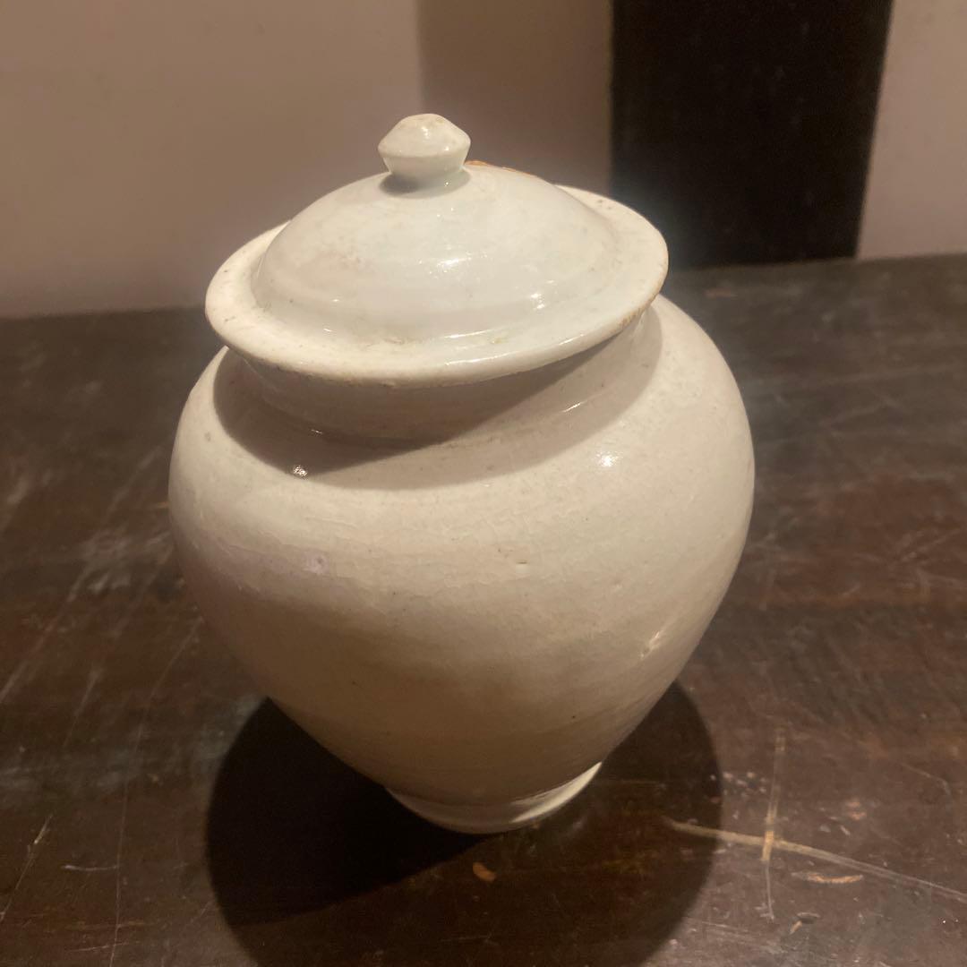 古伊万里白磁蓋付壺11cm16cm