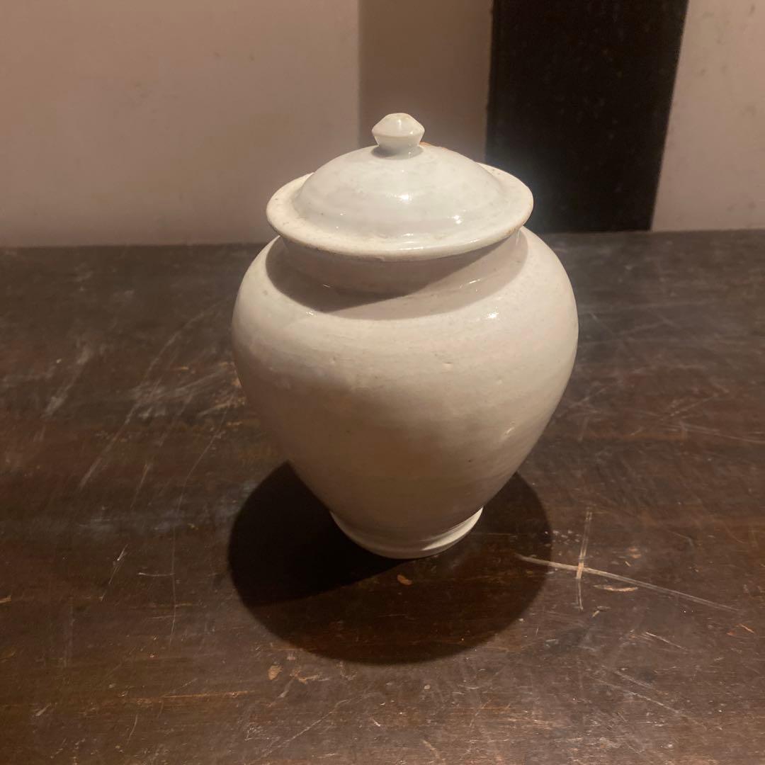 古伊万里白磁蓋付壺11cm16cm
