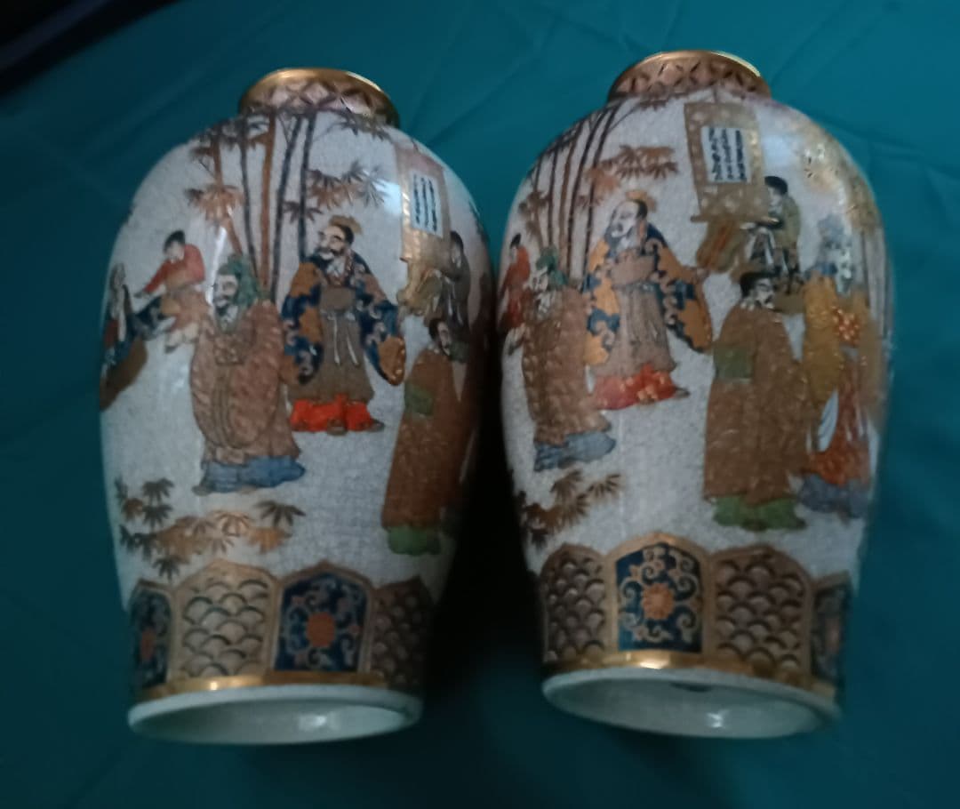 薩摩焼【献上薩摩焼人物図　竹林七賢人図】美術品