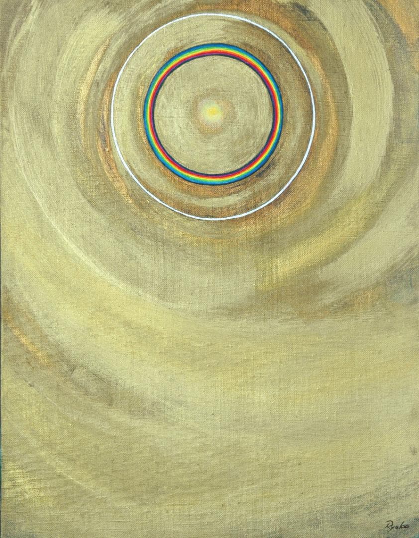 油絵 菅家令子 絵画インテリア額付(青緑+金色の枠) F6-G262023 祈り