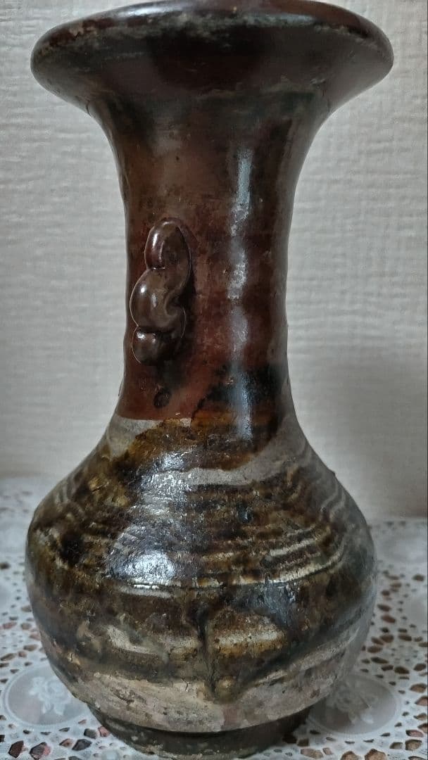 二彩唐津花入れ　骨董品