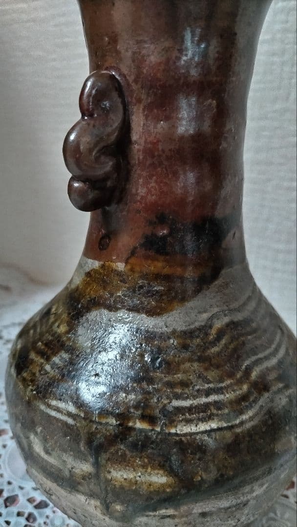 二彩唐津花入れ　骨董品