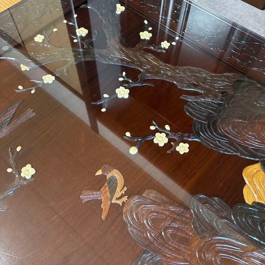 更にお値下げ‼️中澤唐木 好斎之作 座卓 ローテーブル ガラス天板付き