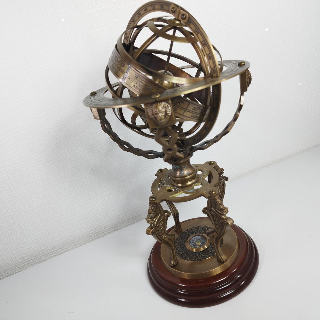 真鍮製星座地球儀球 アンティーク仕上げ ディスプレイ インテリア テー h4S3