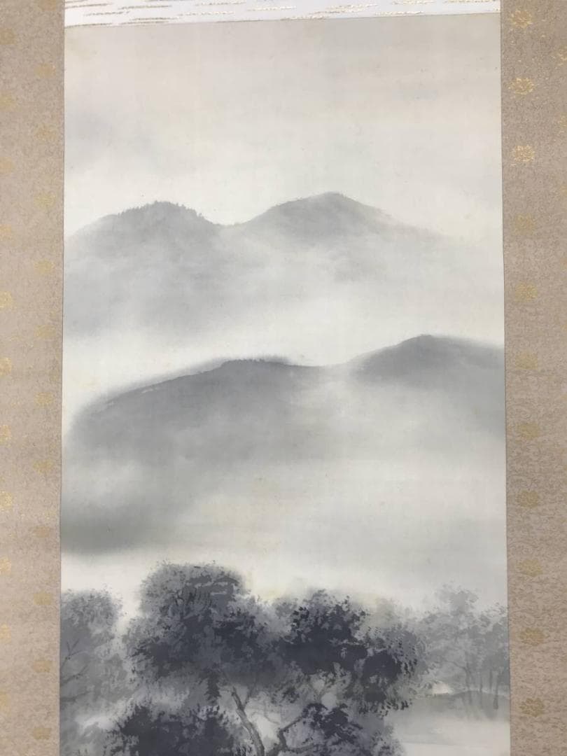 【真作】浅見香城/山湖漁舟図/山水図/水郷図/掛軸/名家伝来/AC-526