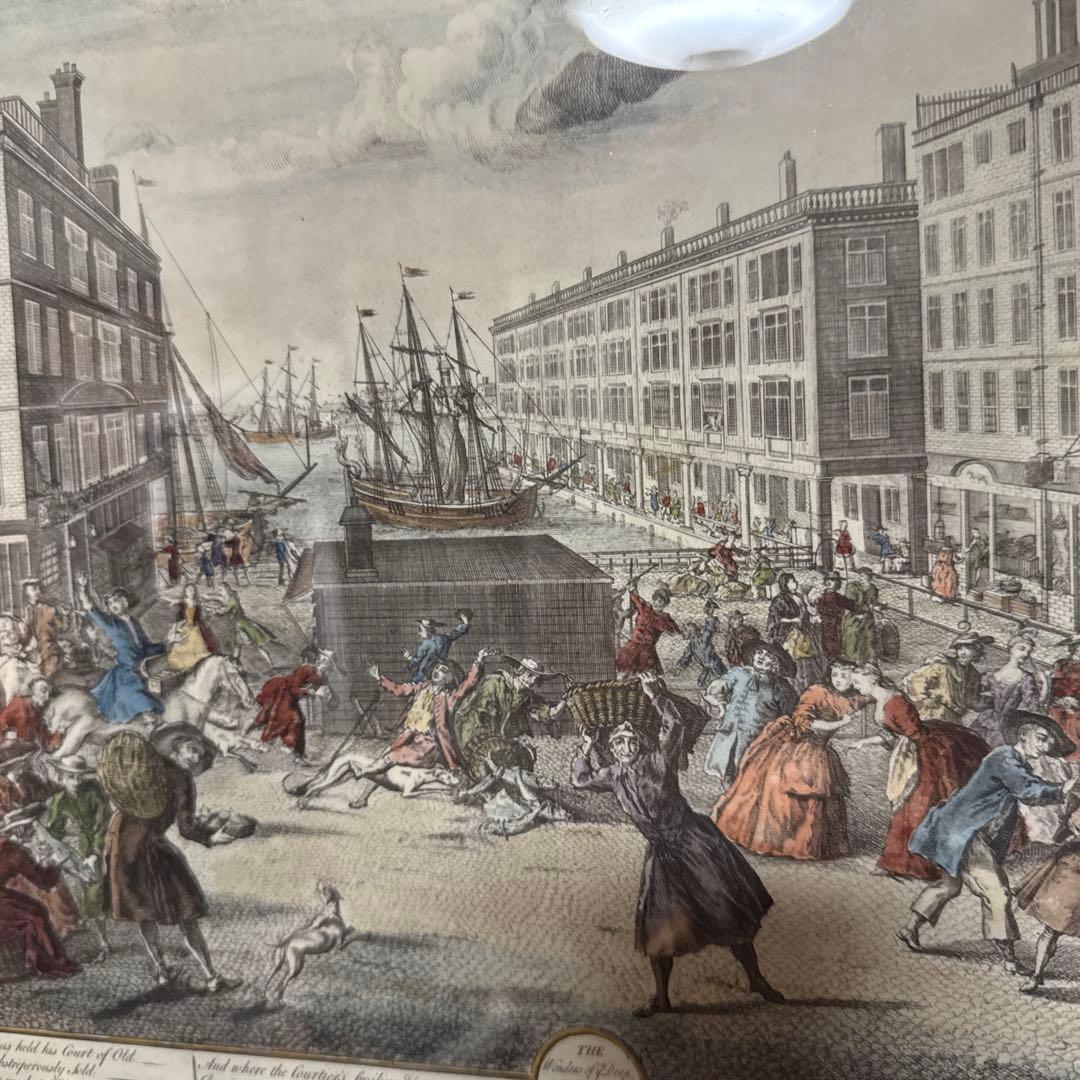 イギリス 歴史的風景 銅版画 カラー 約37cm x 28.8cm