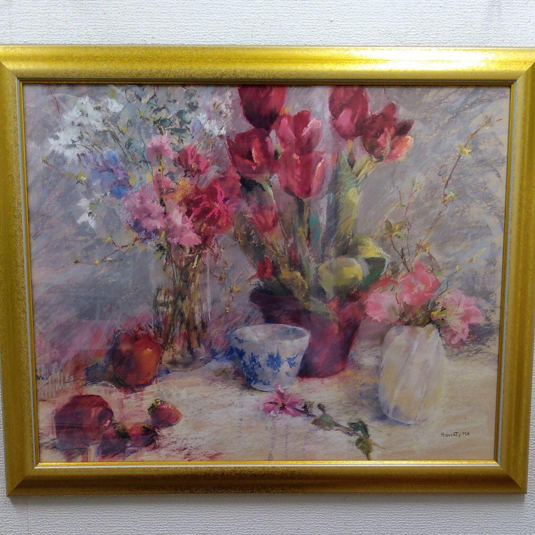 ポスター　横　特寸法　チューリップ　赤い花　額装仕上げ品