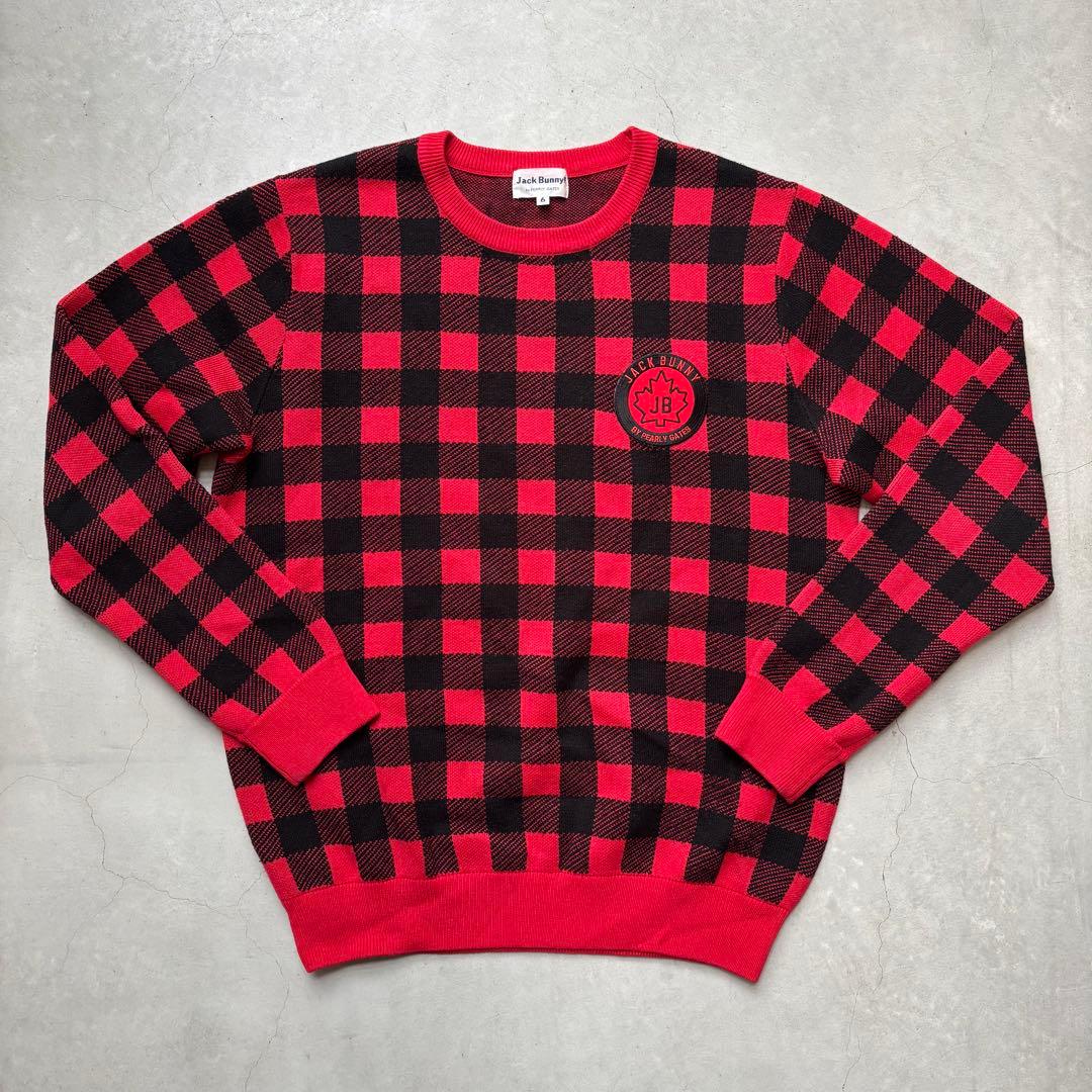 【美品】Jack Bunny!! ジャックバニー チェック柄 長袖ニットセーター