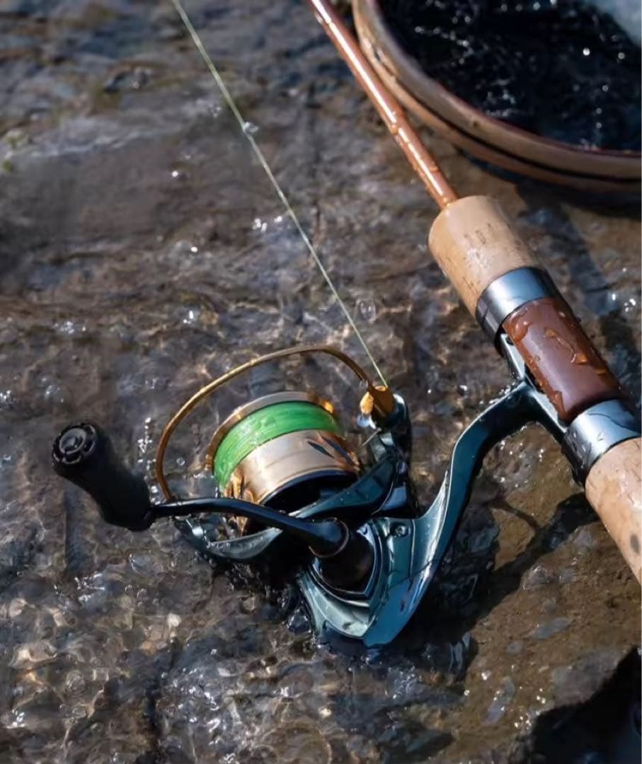 スピニングリール　1200S トラウト　ウッドノブ　ワンピースベール　渓流釣り