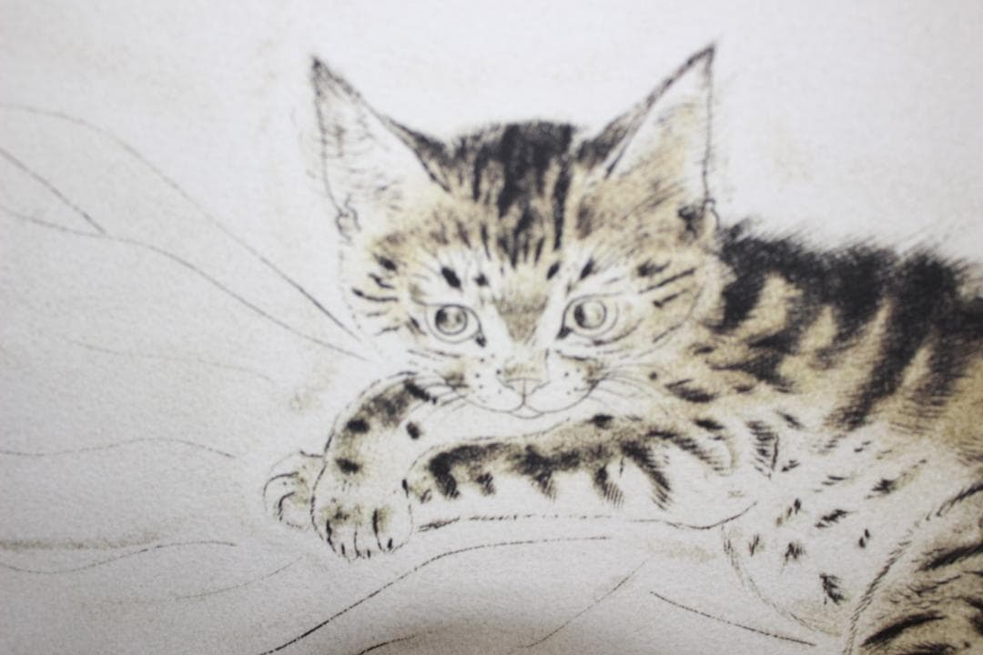 藤田嗣治 エスタンプリトグラフ「猫」 100部限定 31/100