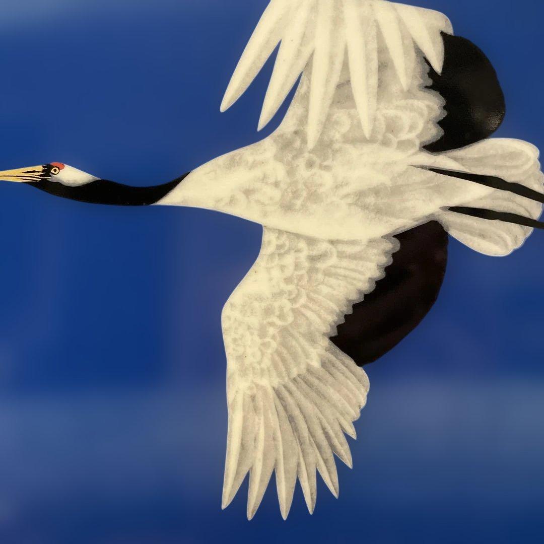 鶴　飛翔　加山又造　陶板画　アルミフレーム付き　NHKアート