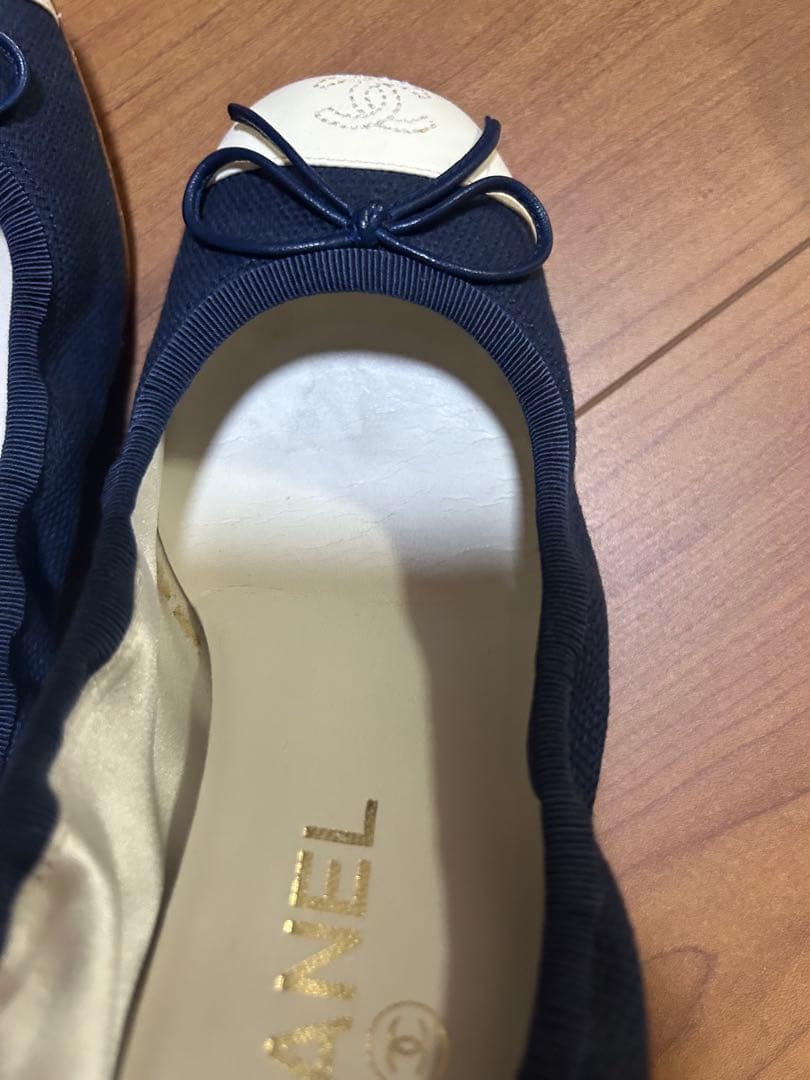 CHANEL 靴 ネイビー バレエシューズ