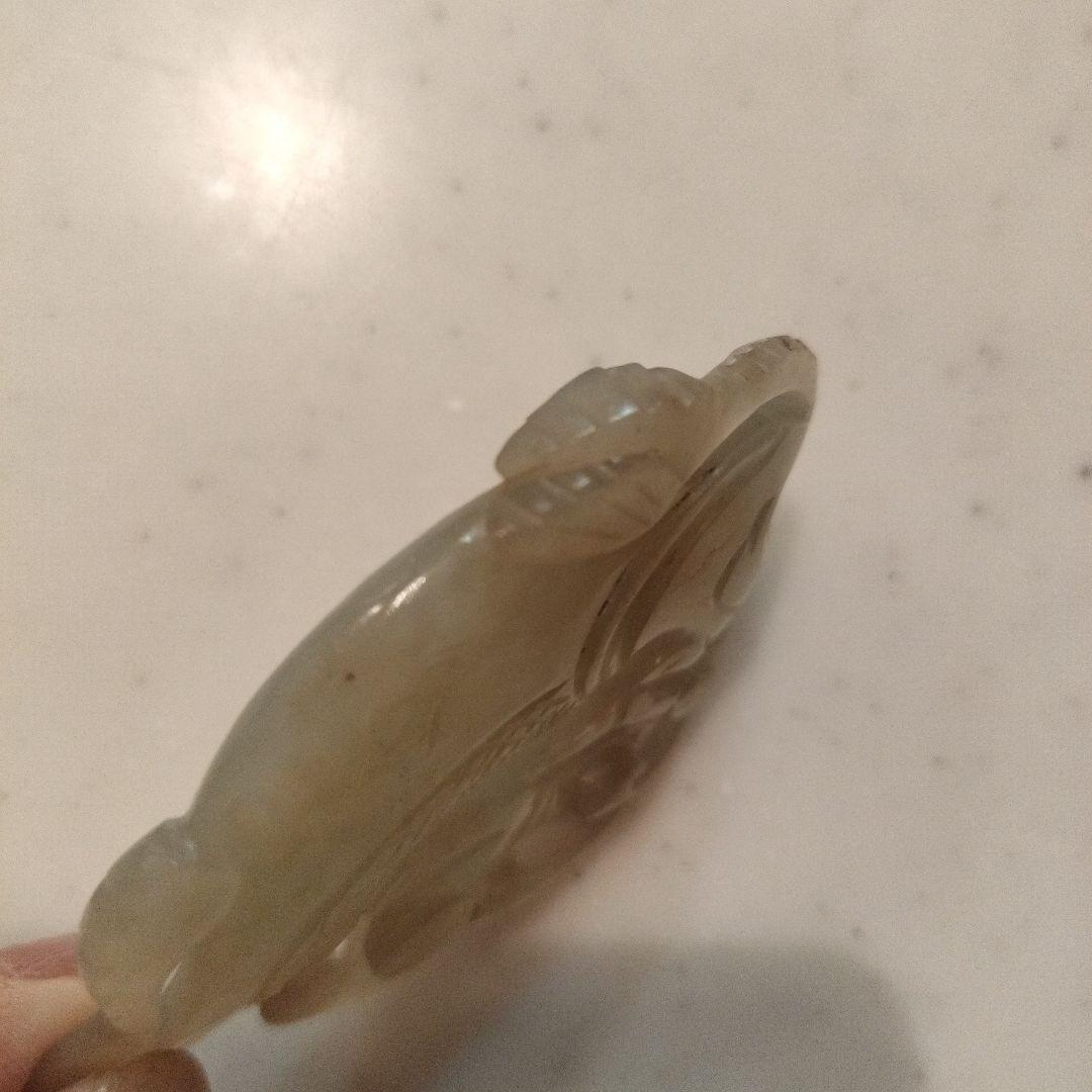 リ*ナ様 古玉　天然石　古美術　骨董　手彫　透かし彫り　縁起物　　童子戯魚