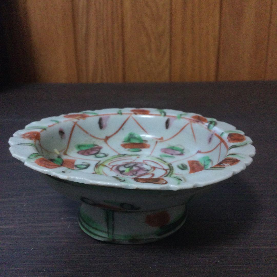 中国の赤絵、高盤、骨董品