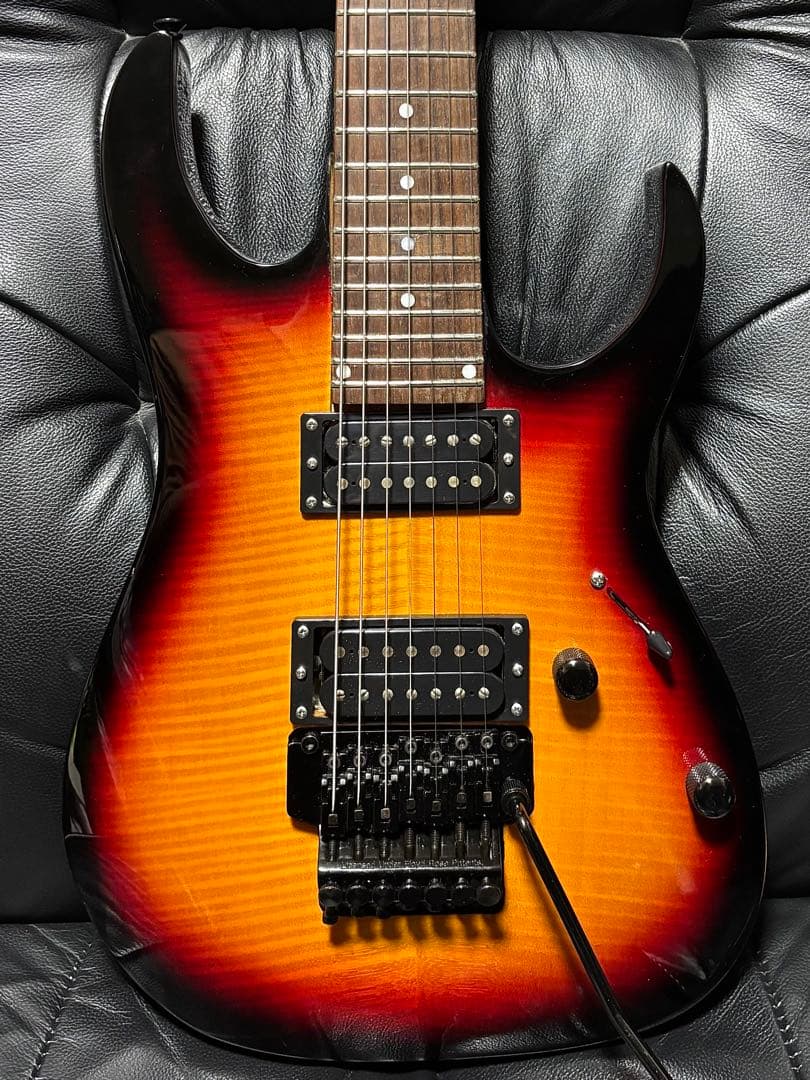 7弦 ロック式 アーム ギター トラ 木目 ラウド メタル ダウンチューニング