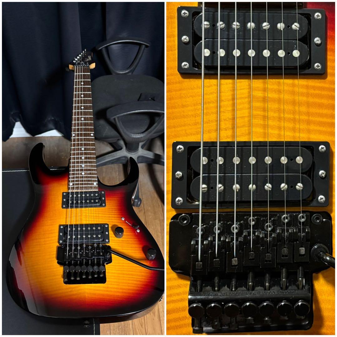 7弦 ロック式 アーム ギター トラ 木目 ラウド メタル ダウンチューニング