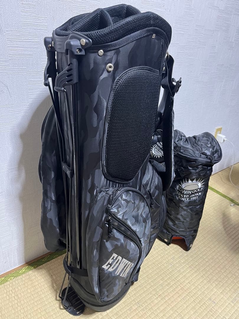 美品！エドウィンEDWIN 　ブラック迷彩カモフラ柄　スタンドキャディーバッグ