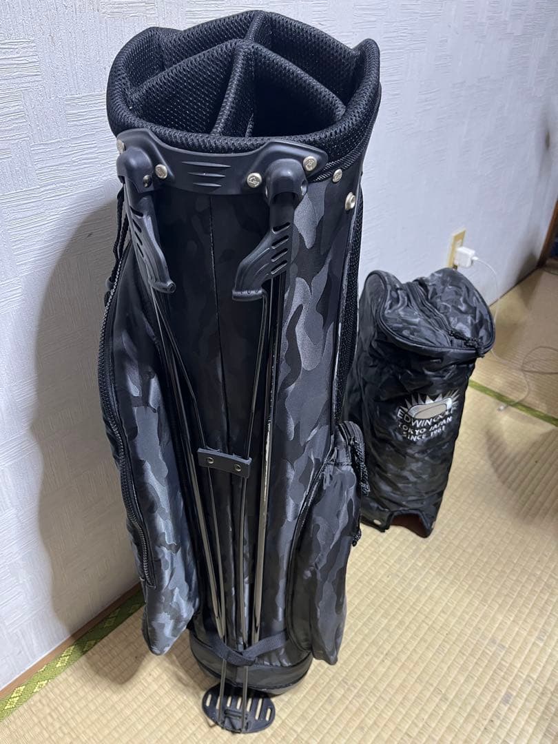 美品！エドウィンEDWIN 　ブラック迷彩カモフラ柄　スタンドキャディーバッグ