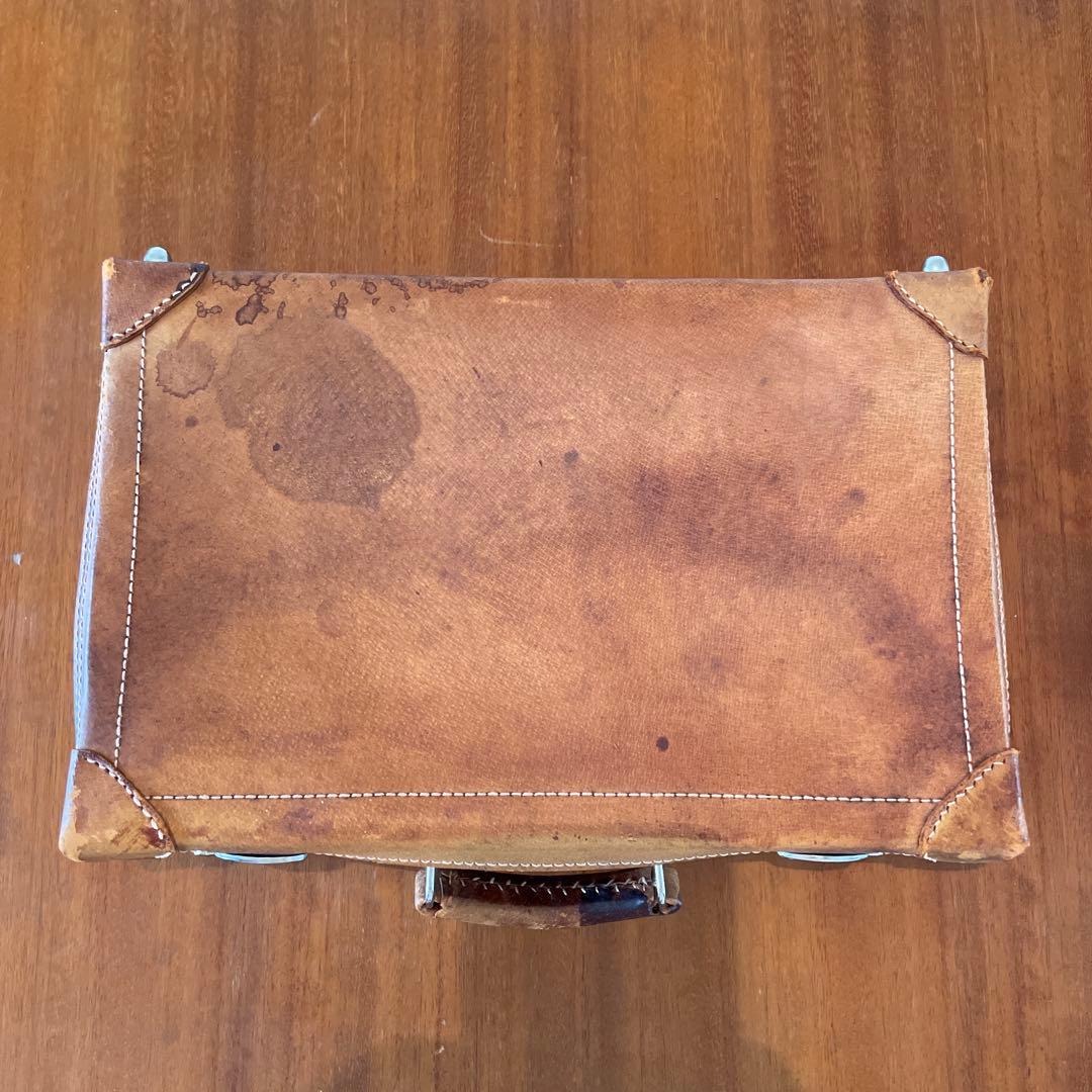 アンティーク　トランク　鍵付き　ケース　レザー　本革　バッグ　カバン　鞄