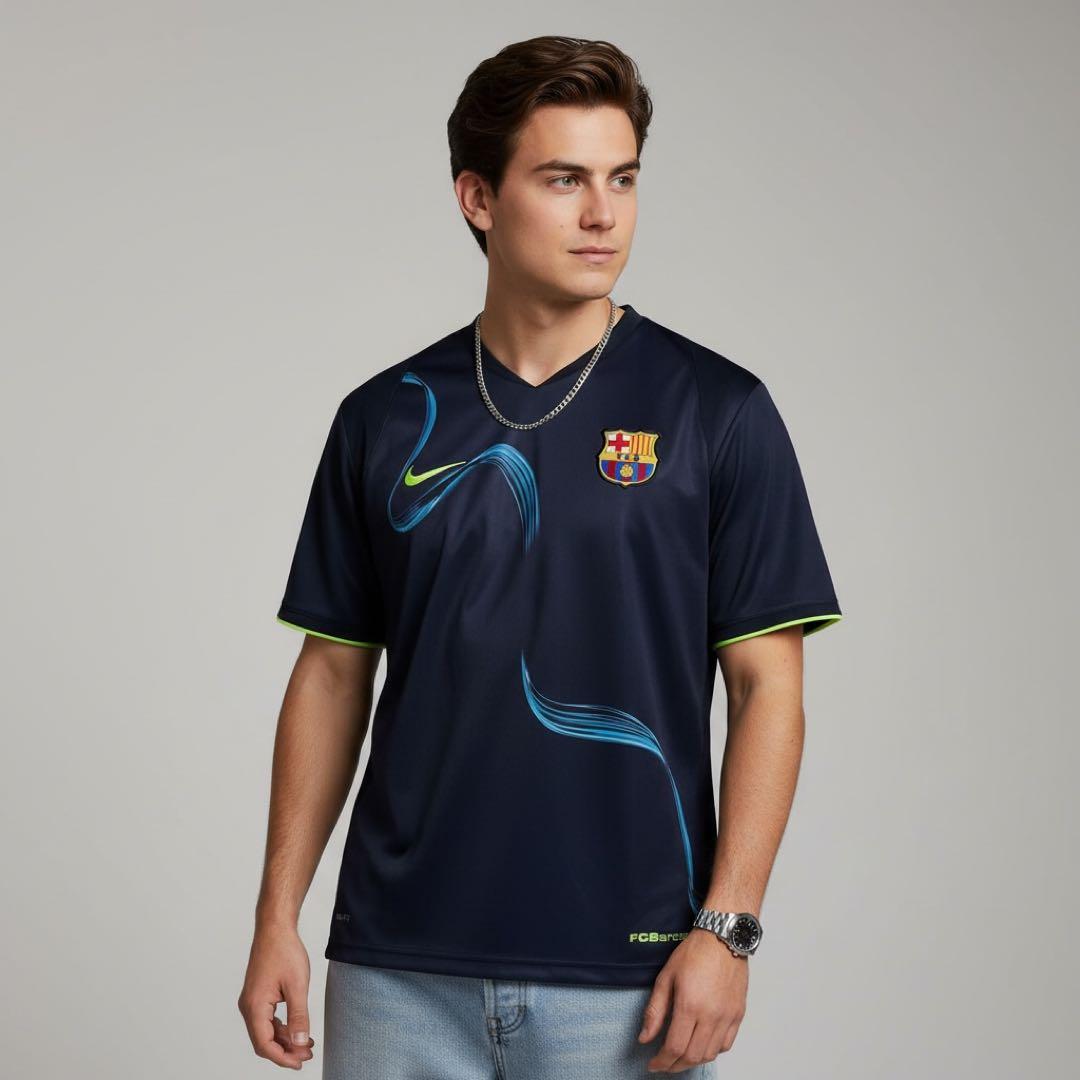 【希少】08/09 FCバルセロナ トレーニングシャツ ネイビー NIKE M