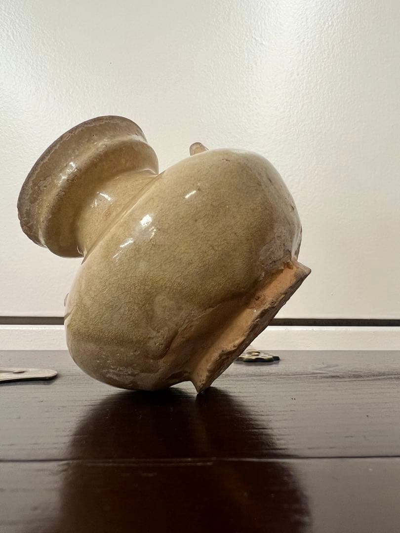 中国・隋朝~唐朝灰釉石榴尊双系壶唐物古美術品江戸アンティーク骨董コレクション青磁