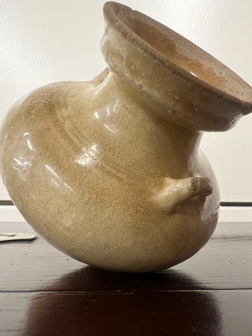 中国・隋朝~唐朝灰釉石榴尊双系壶唐物古美術品江戸アンティーク骨董コレクション青磁