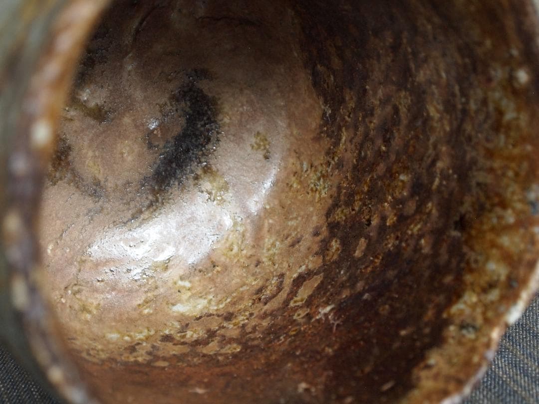 希少作★隠崎隆一【師：人間国宝　伊勢崎淳】備前《練り込み窯変》茶碗★共箱