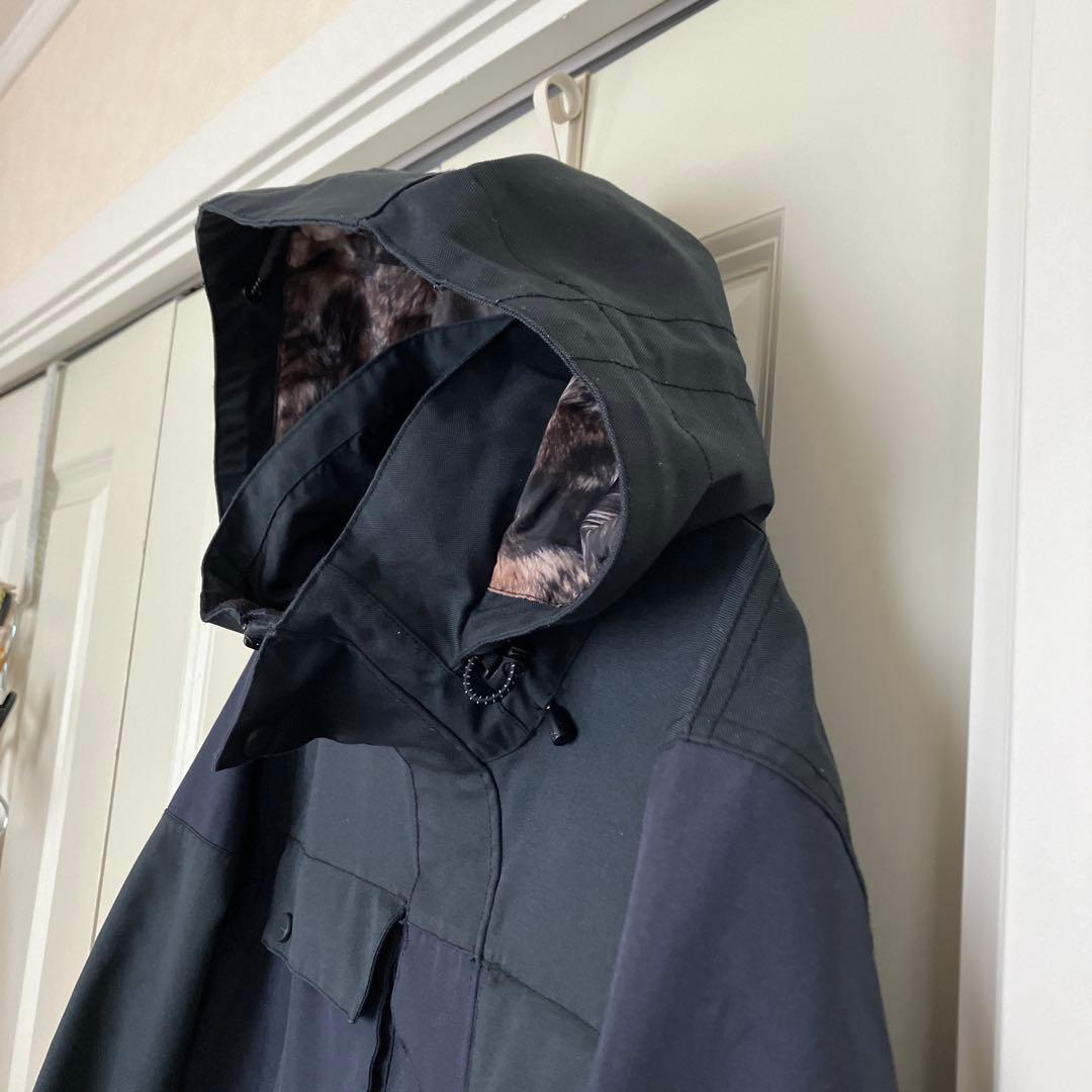 スノボウエア上下、黒×ダークブルー カモフラージュスノボパンツスノボウエア