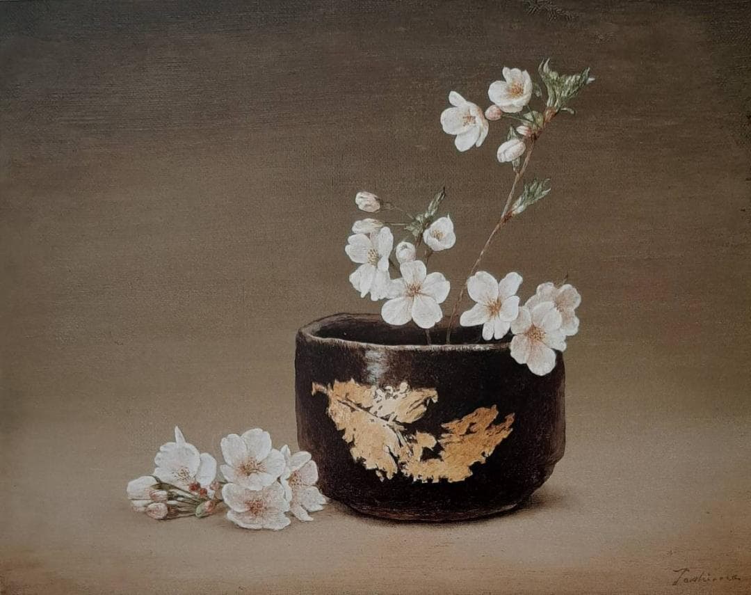 戸嶋但、「桜花」、希少画集の額装画、四季、風景、人気作品