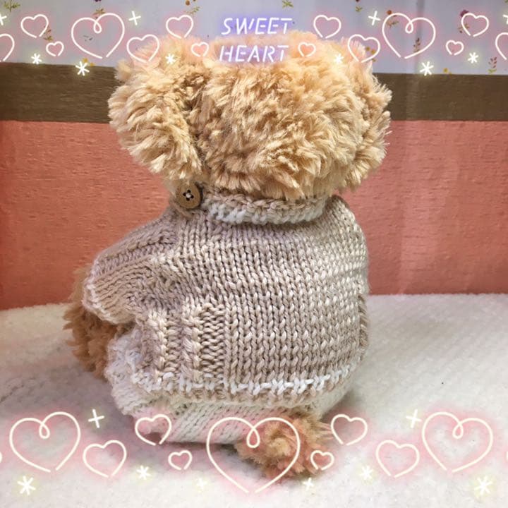 ポーチ、SSサイズ用手編みのセーター　（ダフ君）