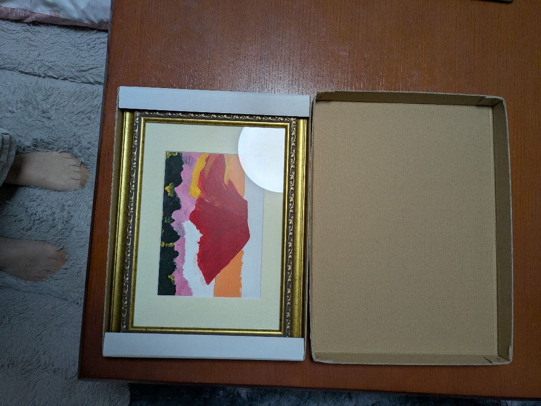 赤富士　アクリル画　サムホール　新緑の赤富士　縁起物です。高級感ある額縁つき