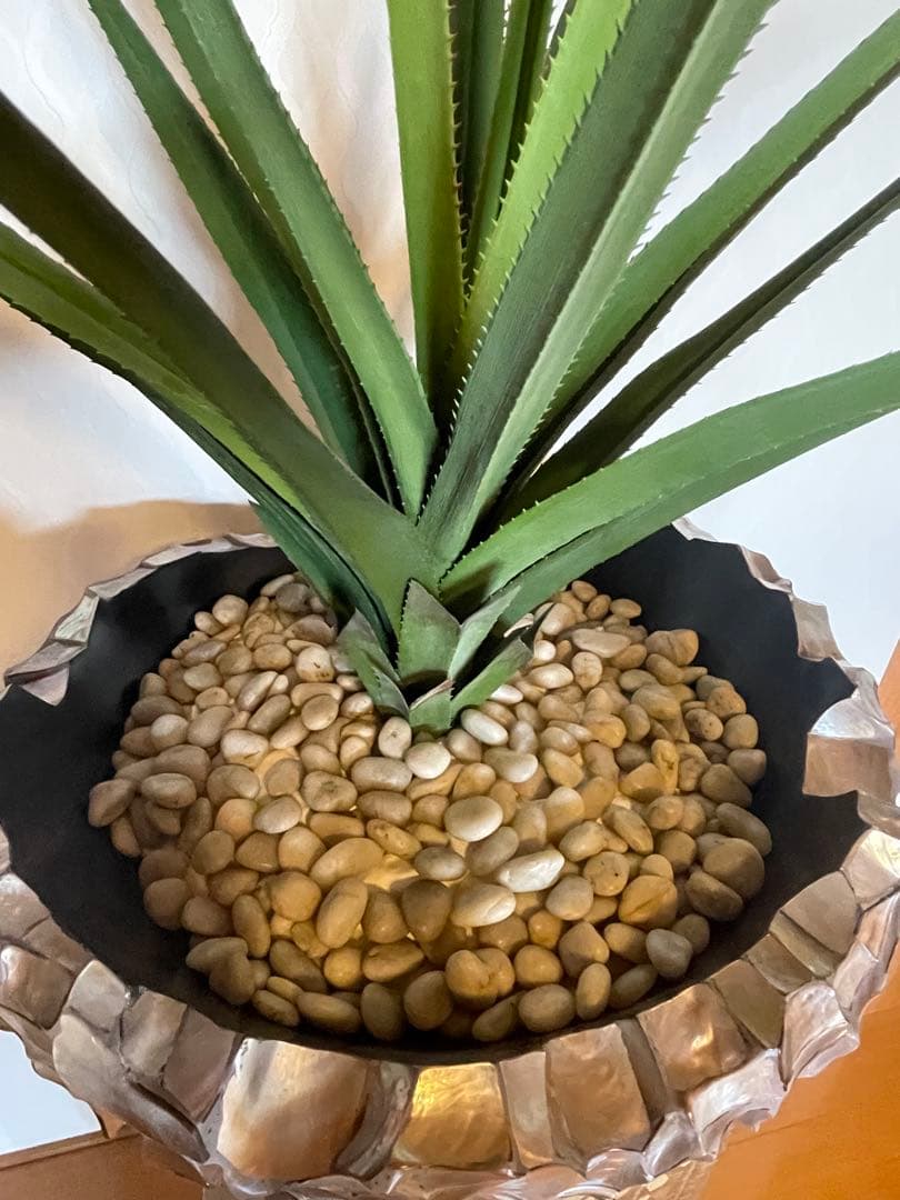 ドン・シェル・メタルウェアの鍾乳石花瓶スタンドとアロエの花瓶