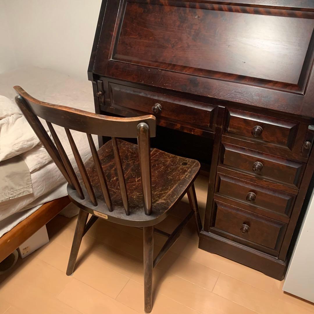 北海道民芸家具 ライティングビューロー デスク＋椅子セット販売可能