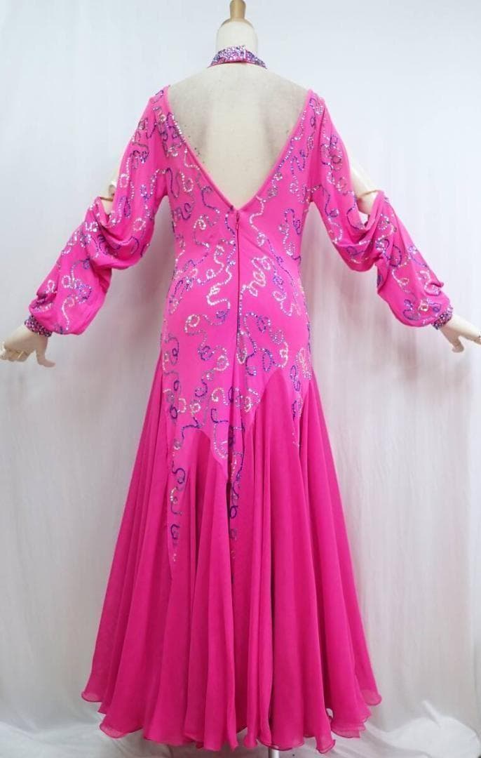 6364★凛舞チャコット★M/英国製/ピンク/スワロ/スタンダードドレス☆社交