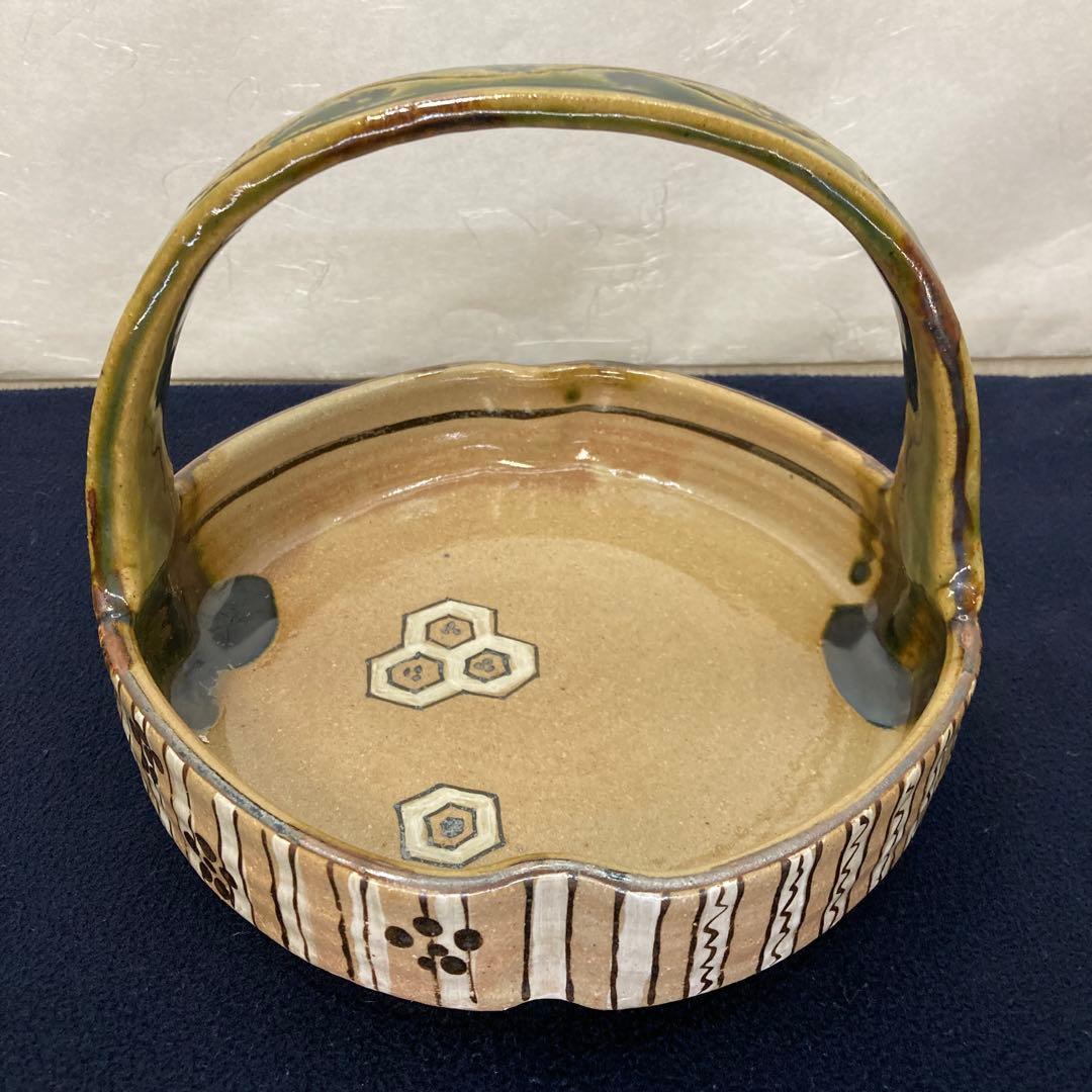 茶道具　鳴海おりべ手付鉢　佐々木八十二作　共箱