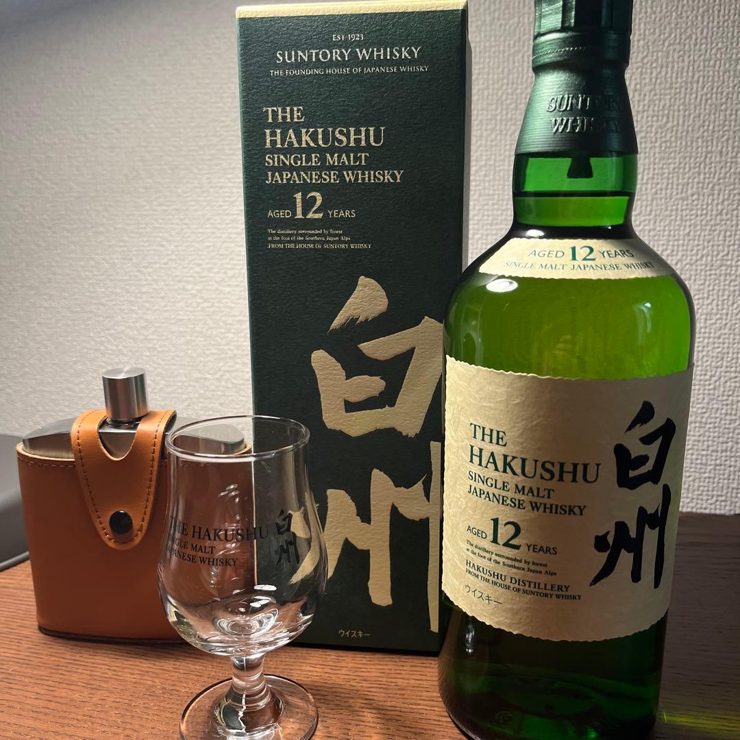 白州12年　700ml、スキットル、グラス、新品【12/25 23:55まで】