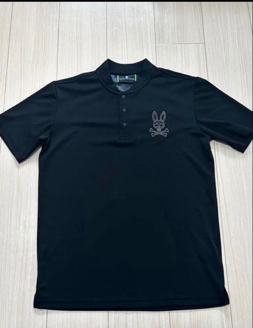 Psycho Bunny サイコバニー モックネック ゴルフウェア ロゴ刺繍 黒